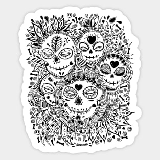 Skulls Family Floral Nature Doodle Sticker